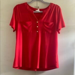 Elegant Scarlet Button-Down Blouse